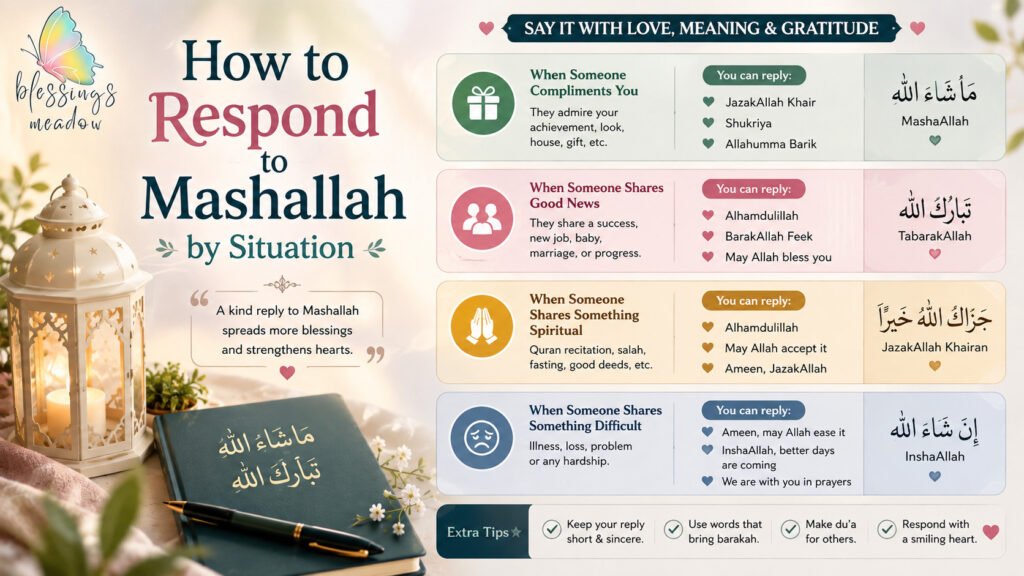 How to Respond to Mashallah by Situation